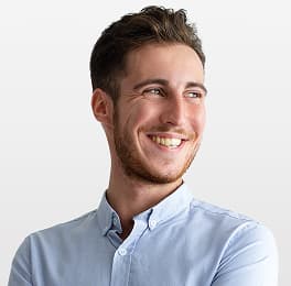smiling man looking away